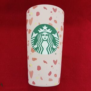 Starbucks Hearts & Logo Ceramic 12oz Coffee Mug with Lid Pink/Red. Great Gift...